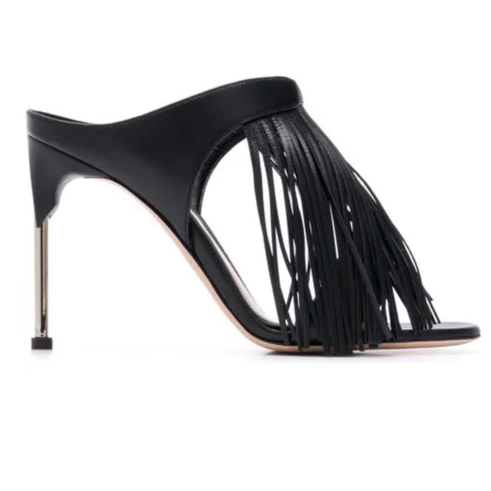 Alexander McQueen Black Fringe Heels